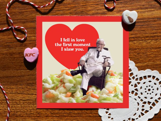 KFC выпустила валентинки с ароматом жареной курицы