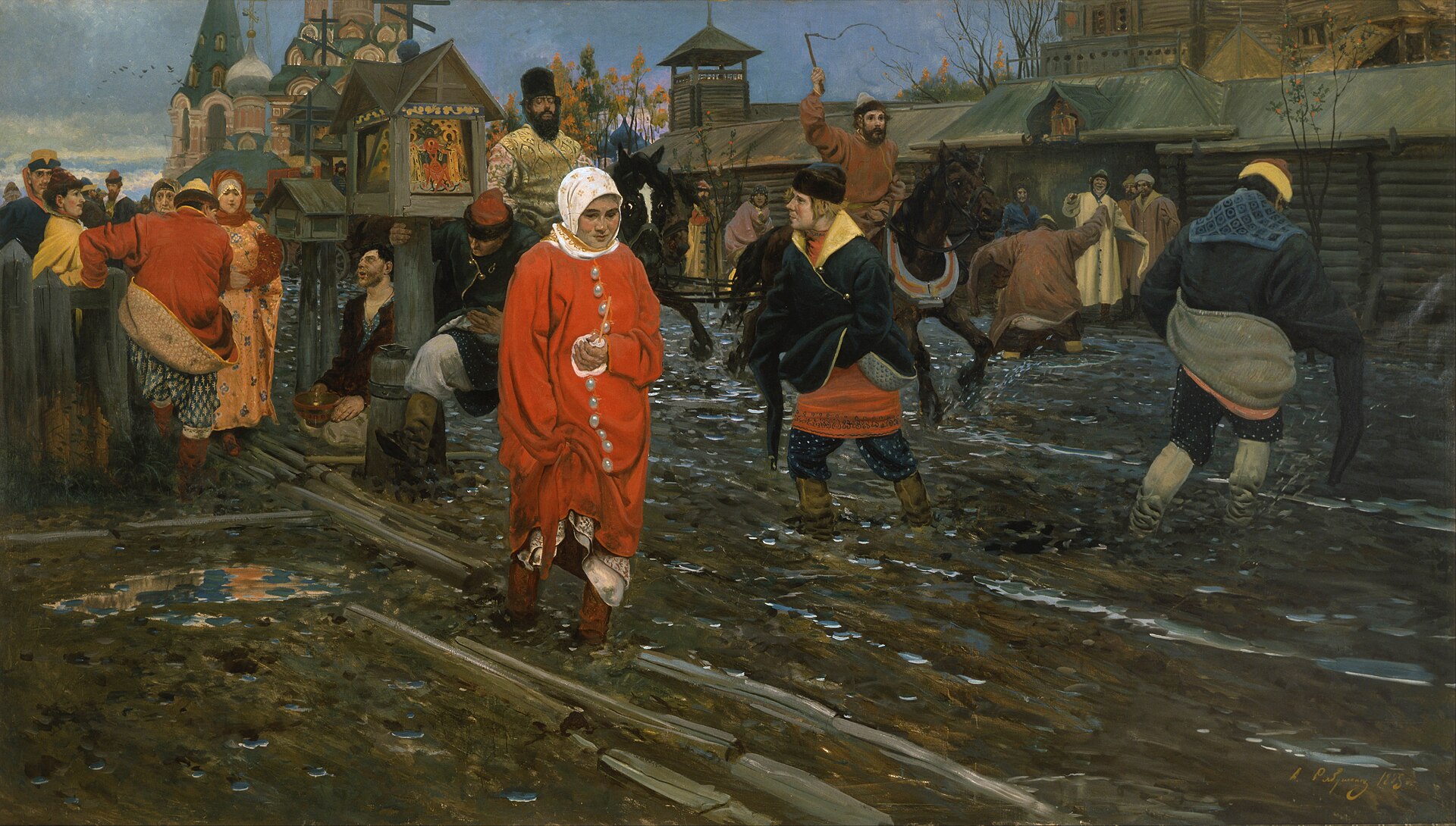 А.П. Рябушкин. Московская улица ХVII века в праздничный день. 1895