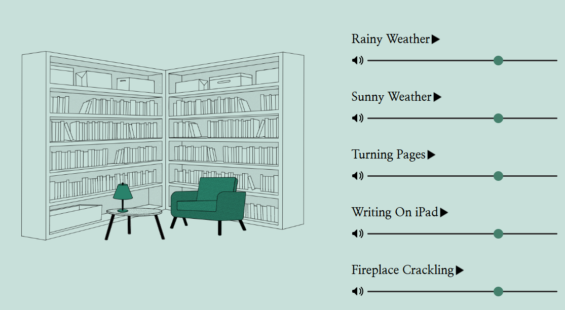 создание фоновых шумов, создающих настроение библиотеки, онлайн-библиотека