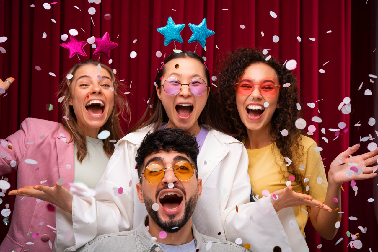 счастье, друзья, веселье, вечеринка