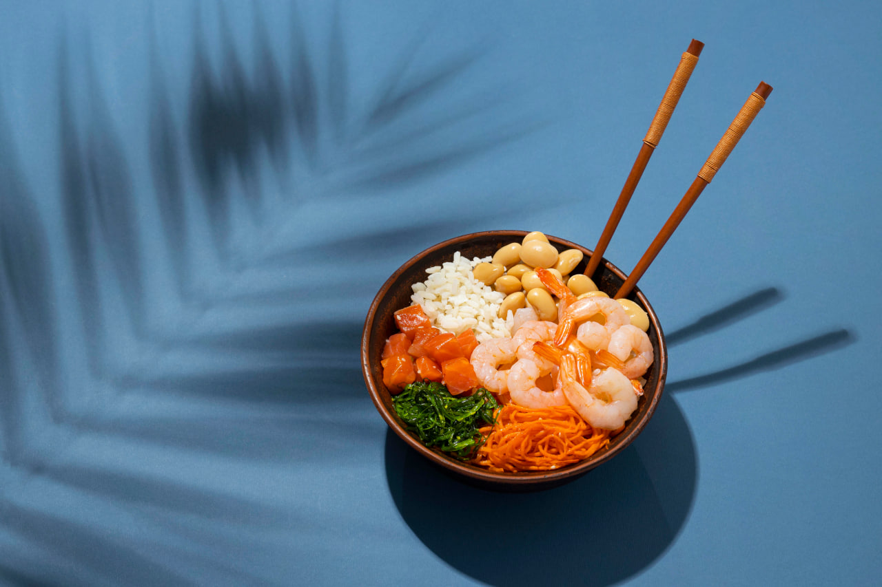 еда, азиатская еда, поке, тарелка