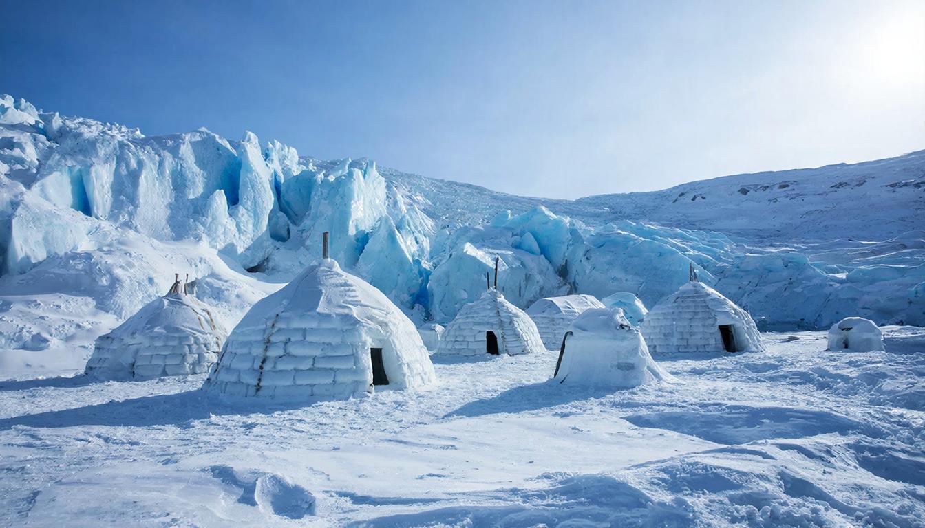 крайний север, Арктика, хижины из снега, иглу