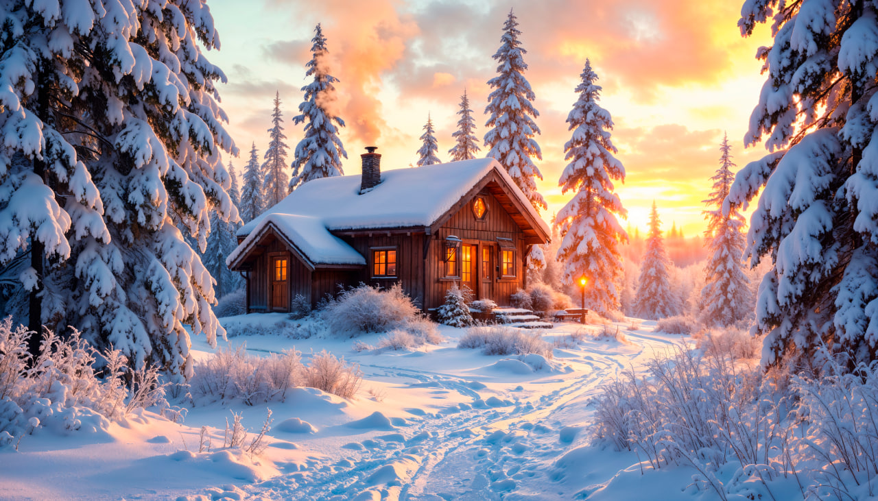 дом, дом зимой, дом в лесу