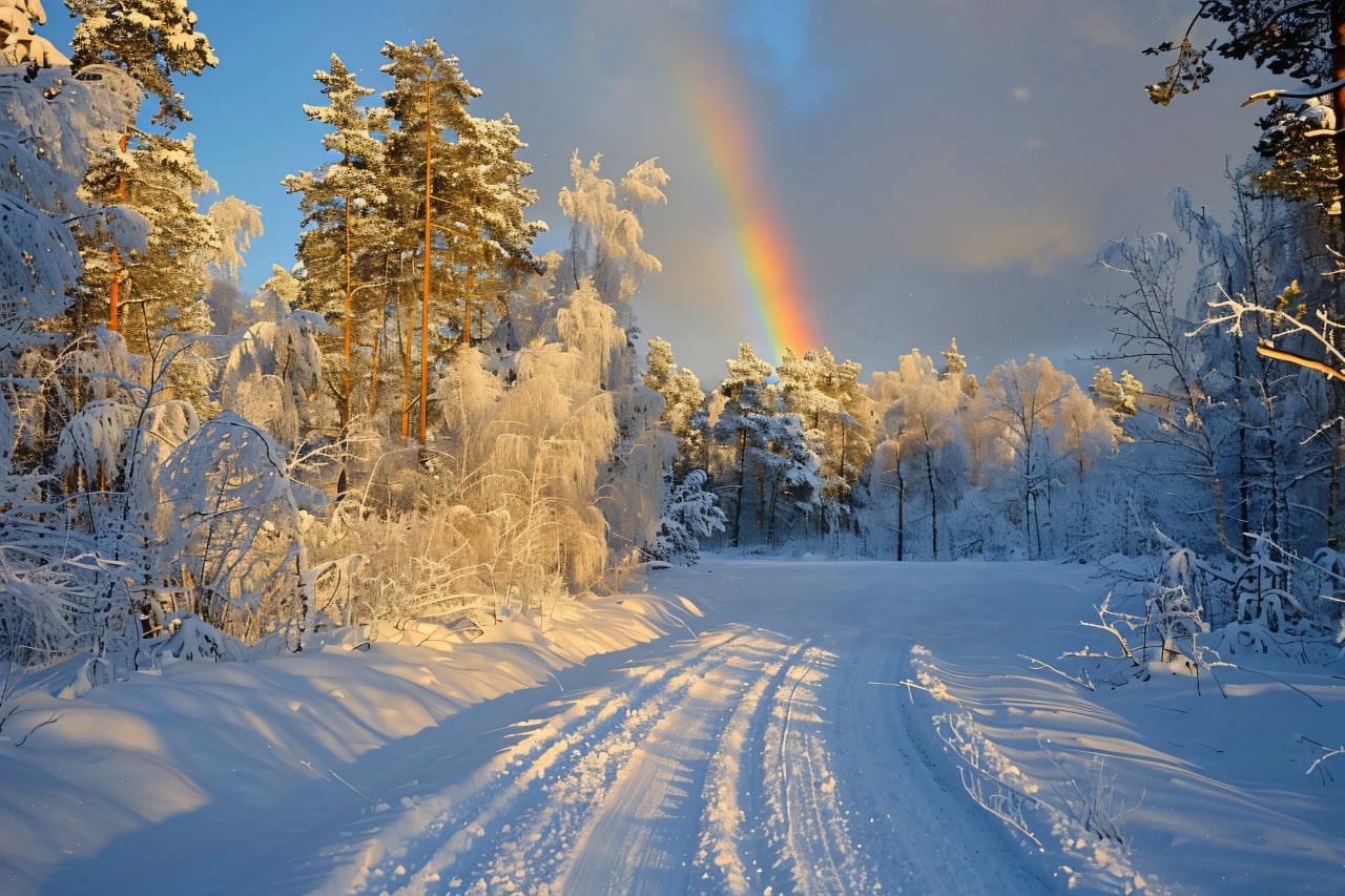 зима, зимний пейзаж, зимняя дорога, снежная дорога