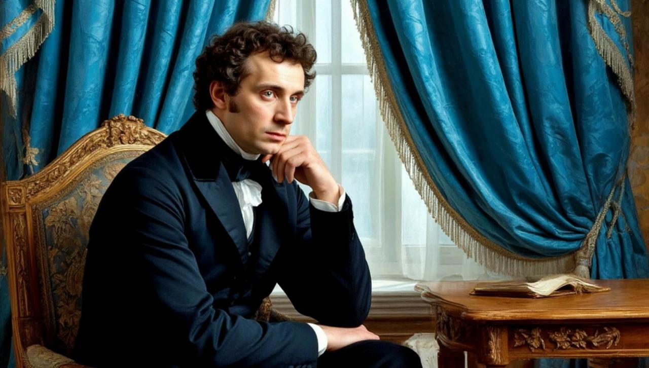 пушкин, синие занавески