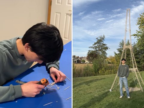Подросток-инженер из США построил копию Эйфелевой башни из зубочисток