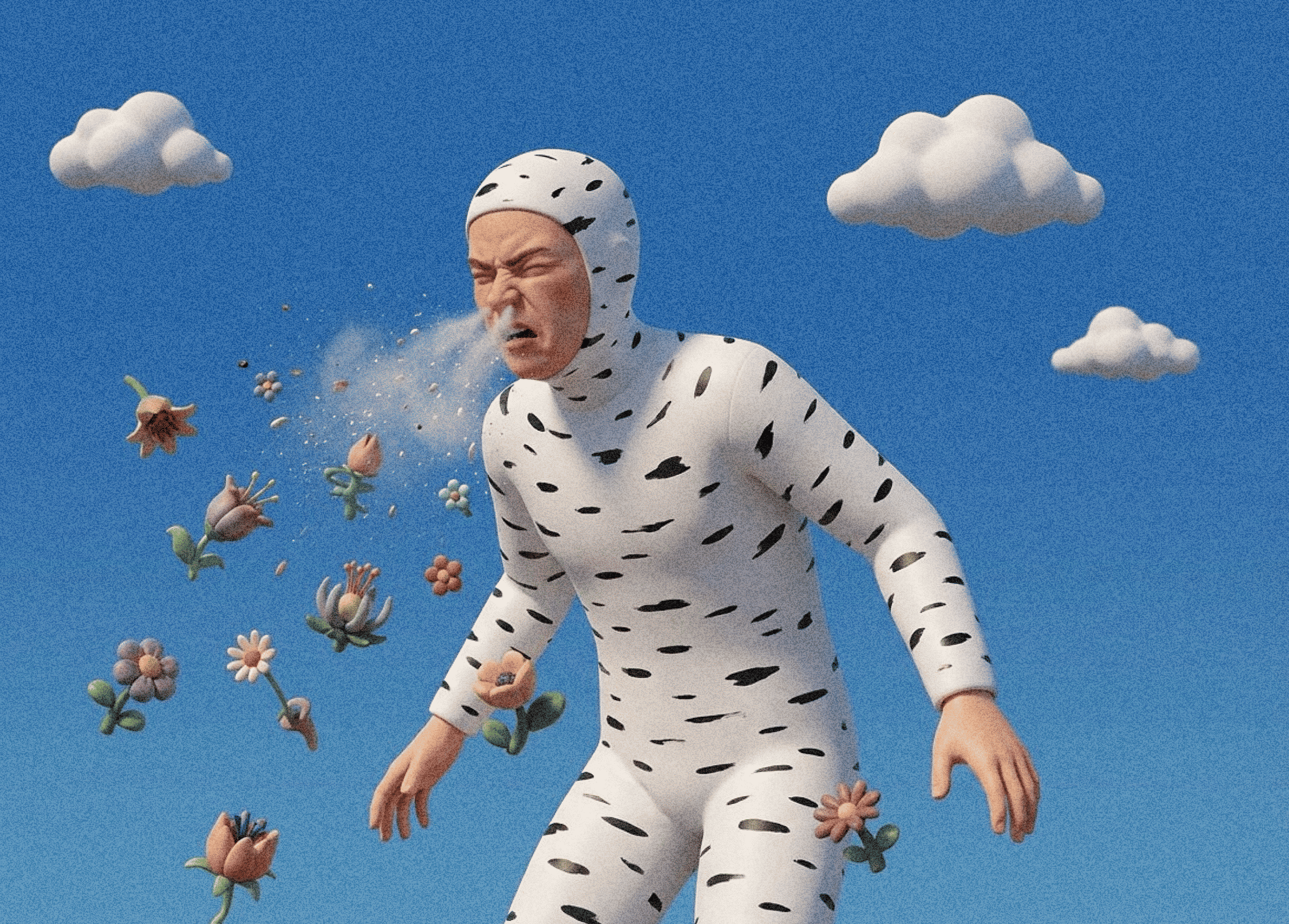 Человек чихает от аллергии