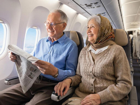 Ученые выяснили, почему пенсионерам не стоит сидеть в самолете рядом друг с другом