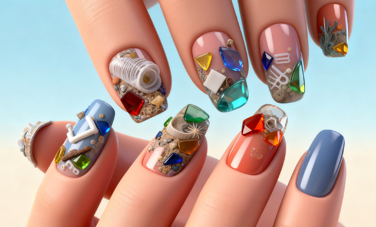 Экология на кончиках пальцев: как Наоми Аримото создает маникюр из океанского мусора