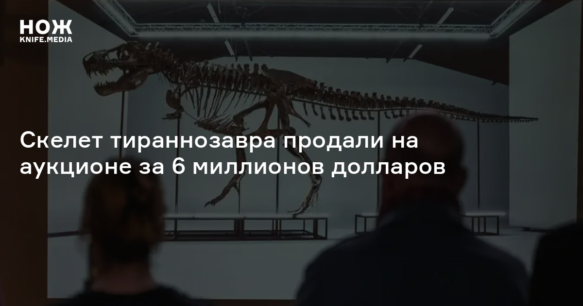 Скелет тираннозавра продали на аукционе за 6 миллионов долларов — Нож