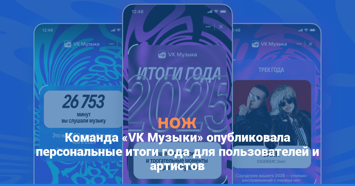 Команда «VK Музыки» опубликовала персональные итоги года для пользователей и артистов