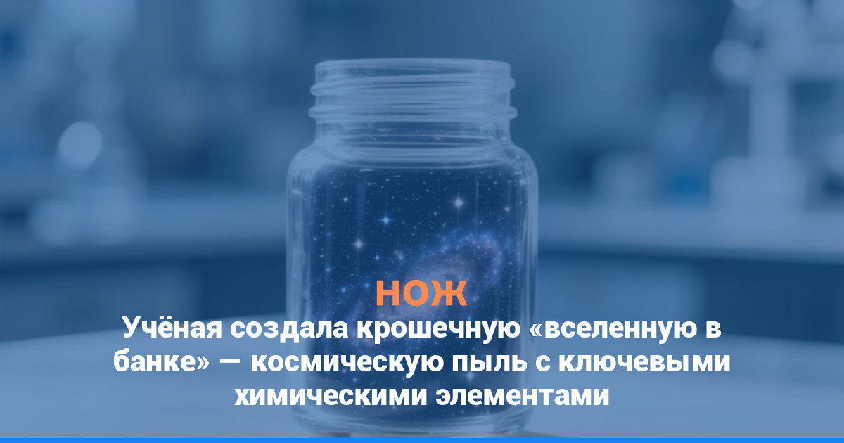 Учёная создала крошечную «вселенную в банке» — космическую пыль с ключевыми химическими элементами